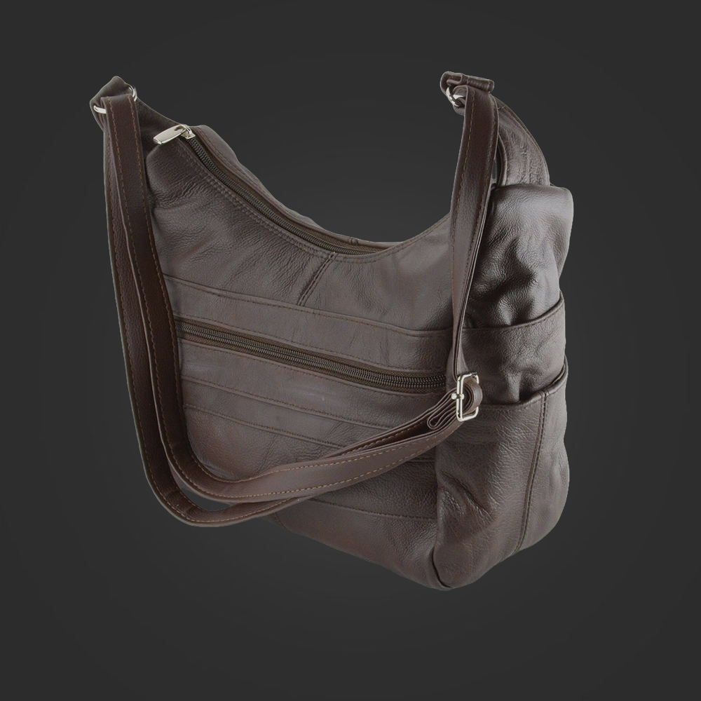 Women’s Genuine Leather Purse Mid Size Multiple Pocket Shoulder Bag Handbag