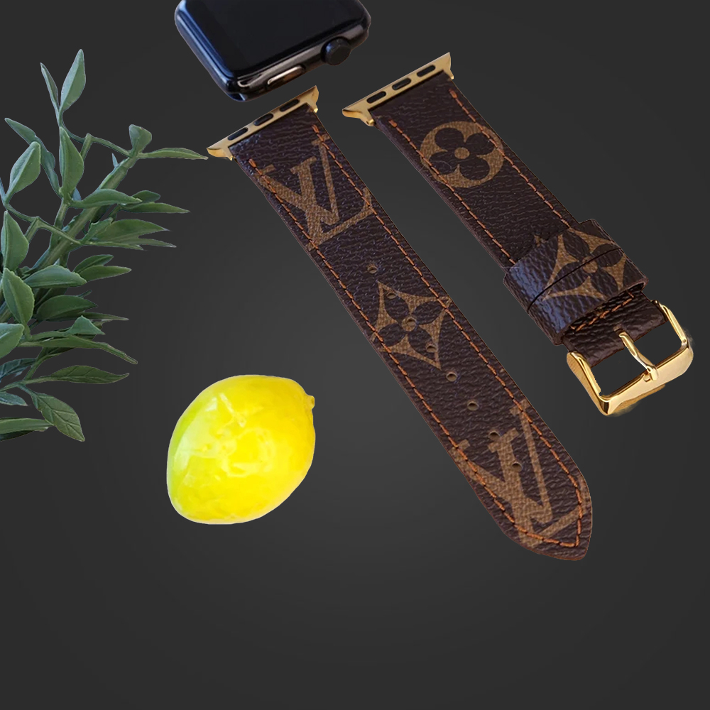 Handmade Authentic Apple Watch Band LV Leather Strap
